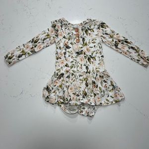 Posh Peanut Long Sleeve Henley Twirl Skirt Bodysuit